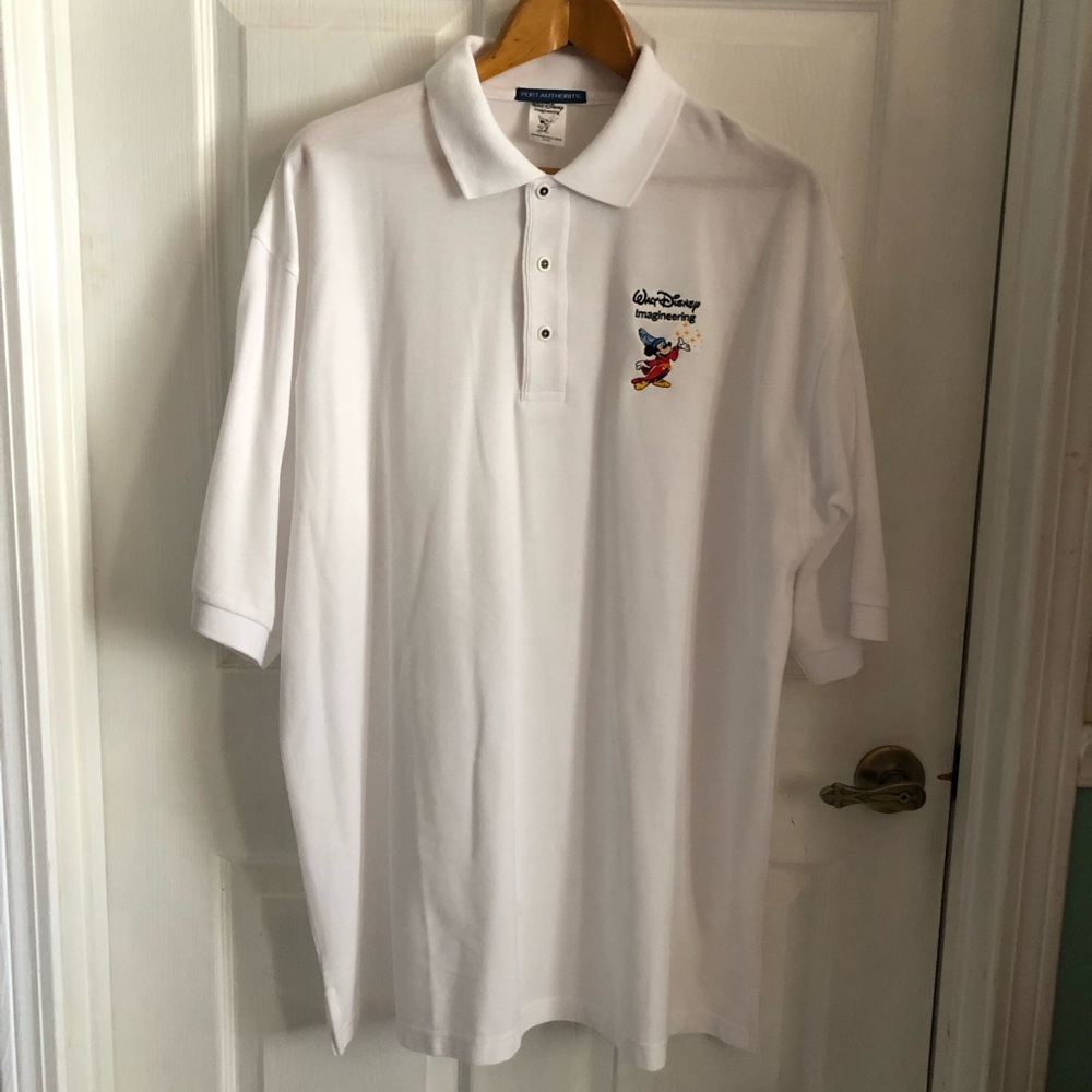 Disney Imagineering polo RARE Sorcerer Mickey short sleeve white Port Authority
